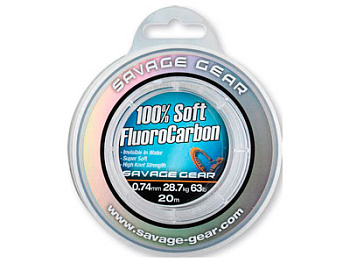 Леска Savage Gear Soft Fluorocarbon, 15м, 1.0мм, 50.5кг, 111lbs, прозрачный, арт.54859